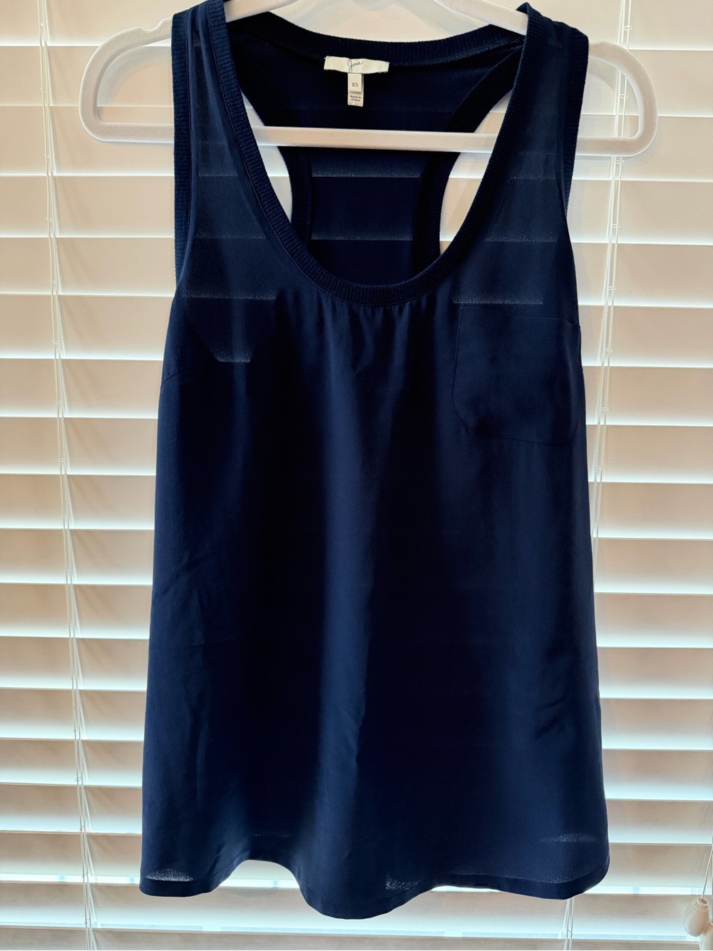Joie Silk Racerback Tank Top - Navy Blue